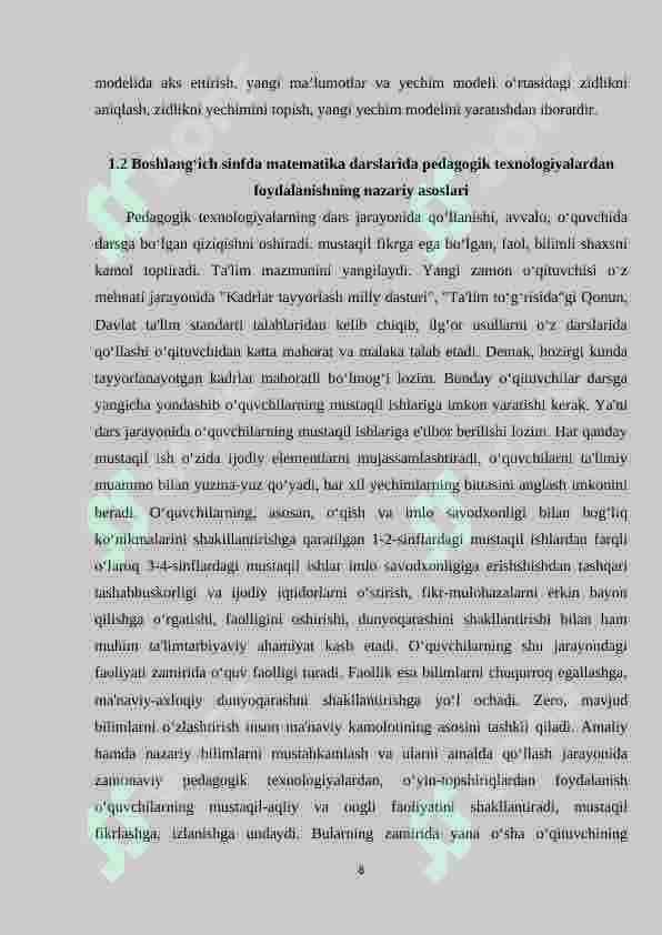 4-sinf matematika darslarida muommoli ta’lim texnologiyasidan foydalanish metodikasi 8