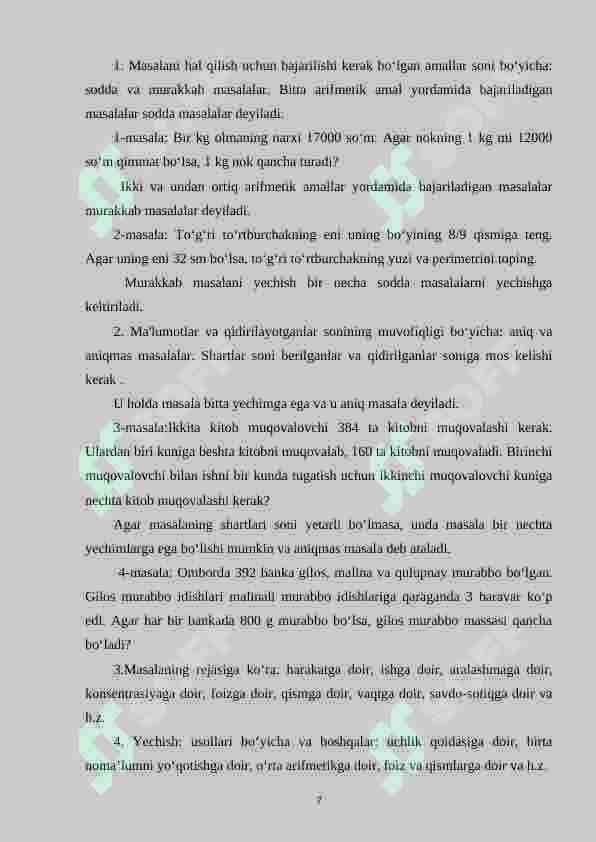 3-sinf matematika darslarida iqtisodiy masalalarni o‘rgatishda tarkibli masalalardan foydalanish metodikasi 6