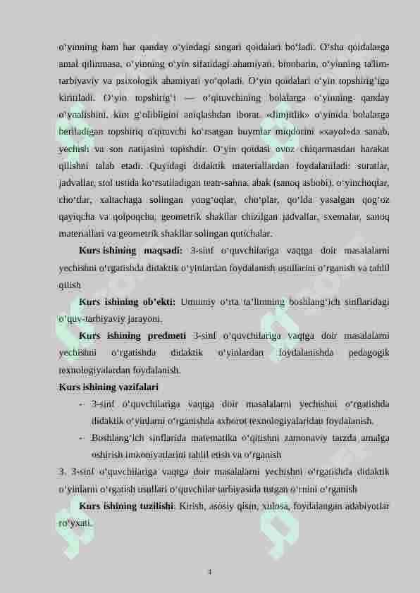 3-sinf o‘quvchilariga vaqtga doir masalalarni yechishni o‘rgatishda didaktik o‘yinlardan foydalanish 4