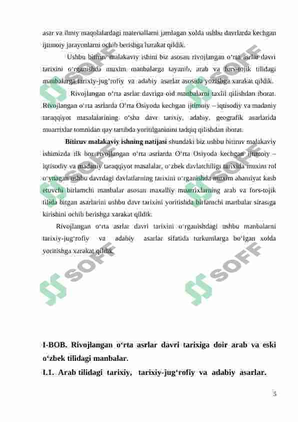 Rivojlangan o‘rta asrlar davri tarixiga doir arab va eski o‘zbek tilidagi manbalar 5