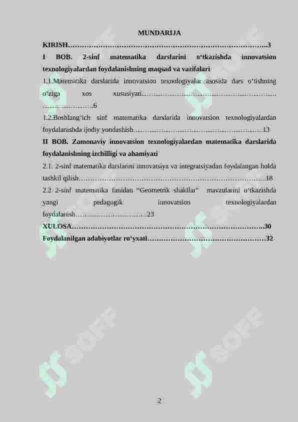 2-sinf matematika darslarini innovatsion texnologiyalar asosida tashkil etish 2
