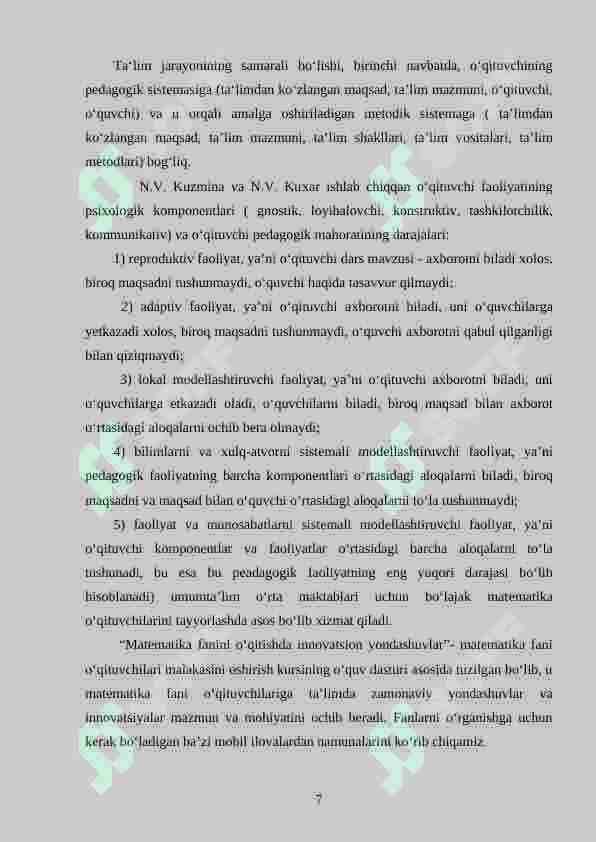 2-sinf matematika darslarini innovatsion texnologiyalar asosida tashkil etish 7