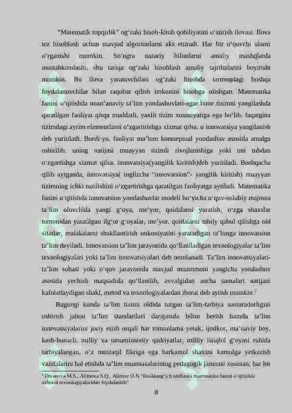 2-sinf matematika darslarini innovatsion texnologiyalar asosida tashkil etish 8
