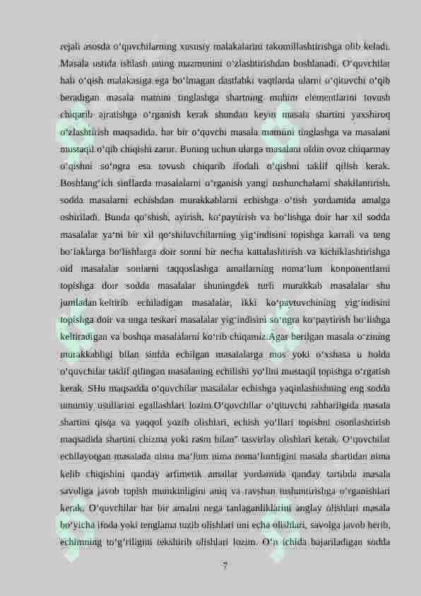 Boshlang‘ich sinf matematika darslarida iqtisodiy masalalarni o‘rgatish metodikasi 7