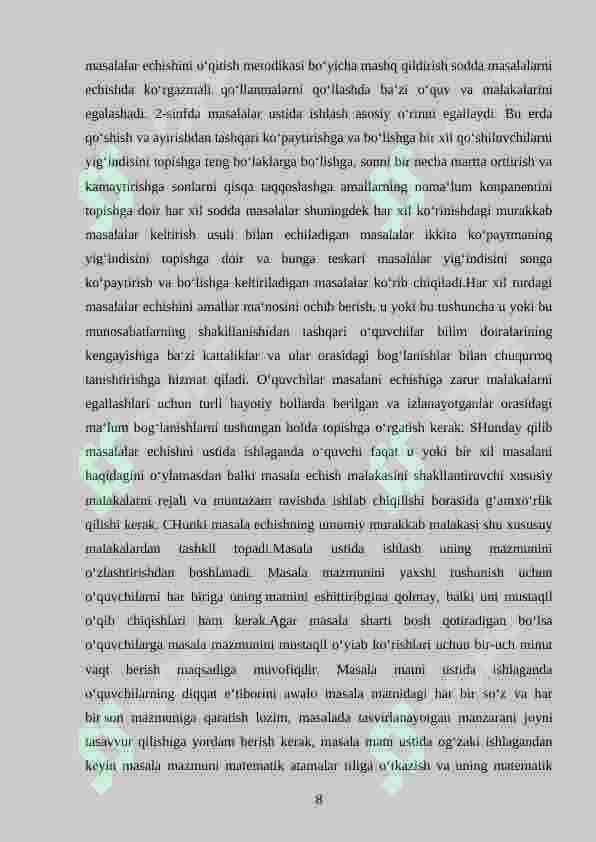 Boshlang‘ich sinf matematika darslarida iqtisodiy masalalarni o‘rgatish metodikasi 8