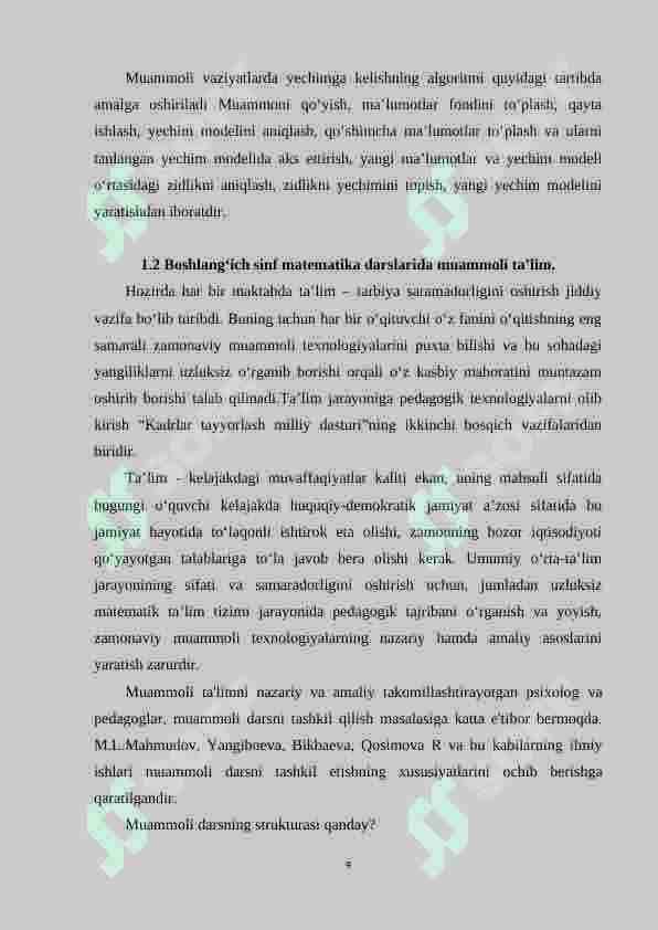 3-sinf matematika darslarida muommoli ta’lim texnologiyasidan foydalanish metodikasi 8