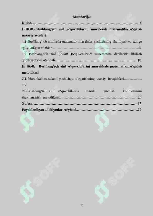 Boshlang‘ich sinfda matematikadan murakkab masalalar va ularni yechishga o‘rgatish metodikasi 2
