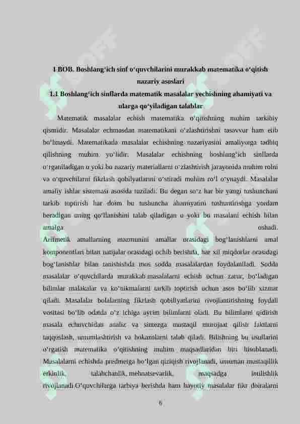 Boshlang‘ich sinfda matematikadan murakkab masalalar va ularni yechishga o‘rgatish metodikasi 6