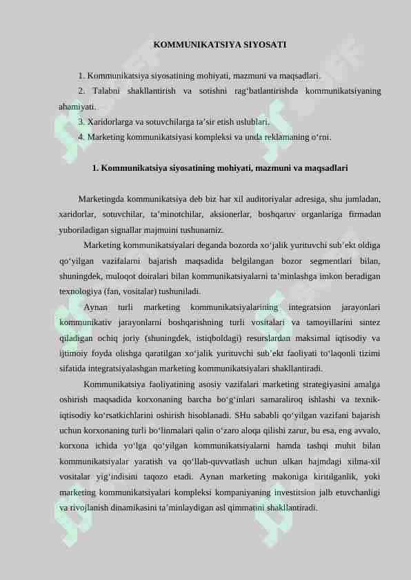 KOMMUNIKATSIYA SIYOSATI