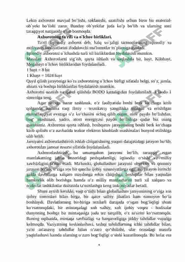 Axborot haqida tushuncha, uning turlari, xususiyatlari 4