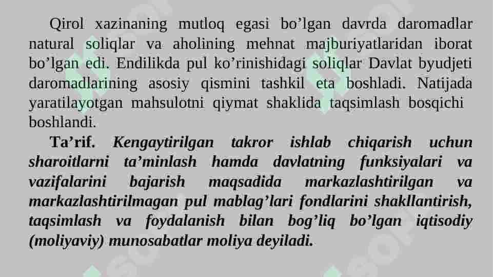Zamonaviy moliyaning mazmun-mohiyati va uni o'rganishning obyektiv zarurligi 8