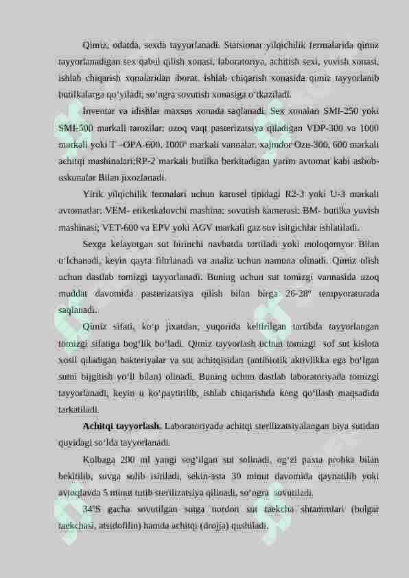 Qimiz tayyorlash texnologiyasi. 2