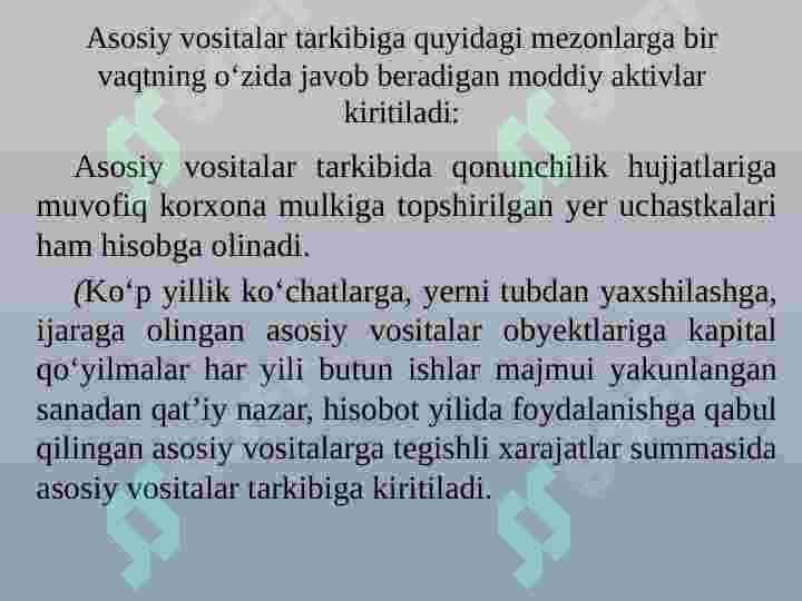 Xo‘jalik subyektlarining asosiy vositalar bilan ta’minlanganligi va ulardan foydalanish samaradorligining tahlili 8