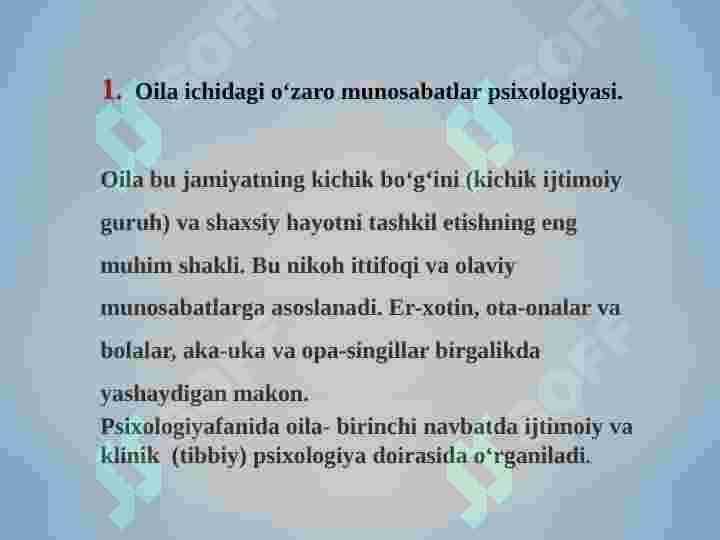 Sog‘lom turmush tarzi tushunchasining tashkil topishi, salomatlik bilan bog‘liq tavakkalchilik omillari. Ota-ona va farzand munosabatlarining o‘ziga xosligi. 4