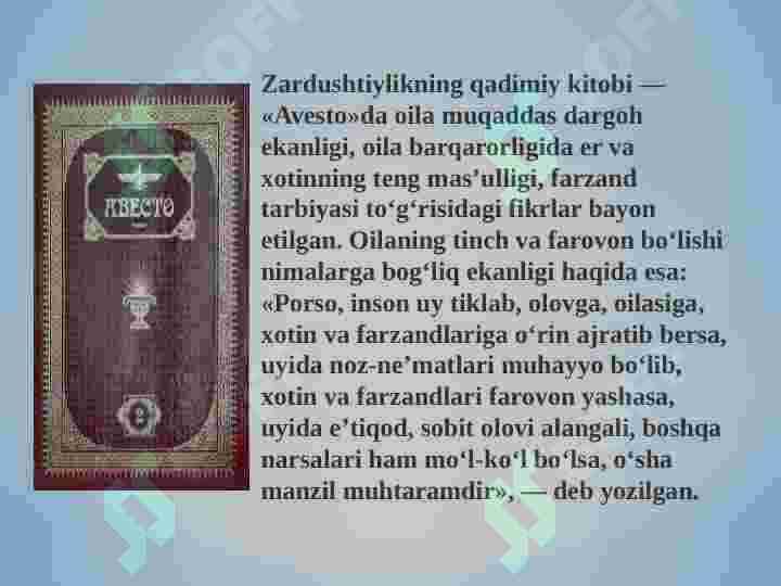 Sog‘lom turmush tarzi tushunchasining tashkil topishi, salomatlik bilan bog‘liq tavakkalchilik omillari. Ota-ona va farzand munosabatlarining o‘ziga xosligi. 6