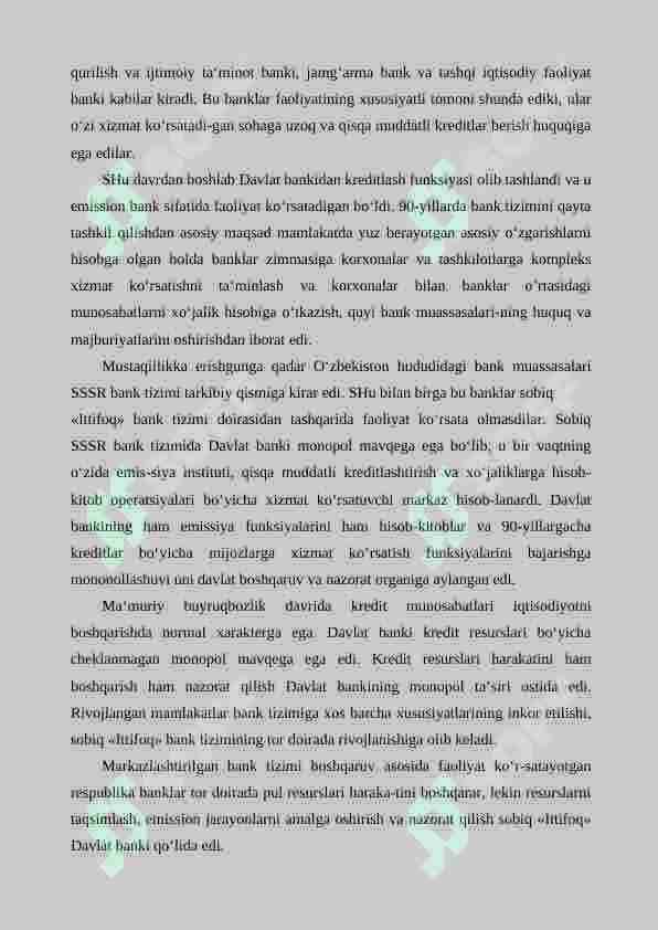 O'zbekiston Respublikasi bank tizimi va uning tarkibi 4
