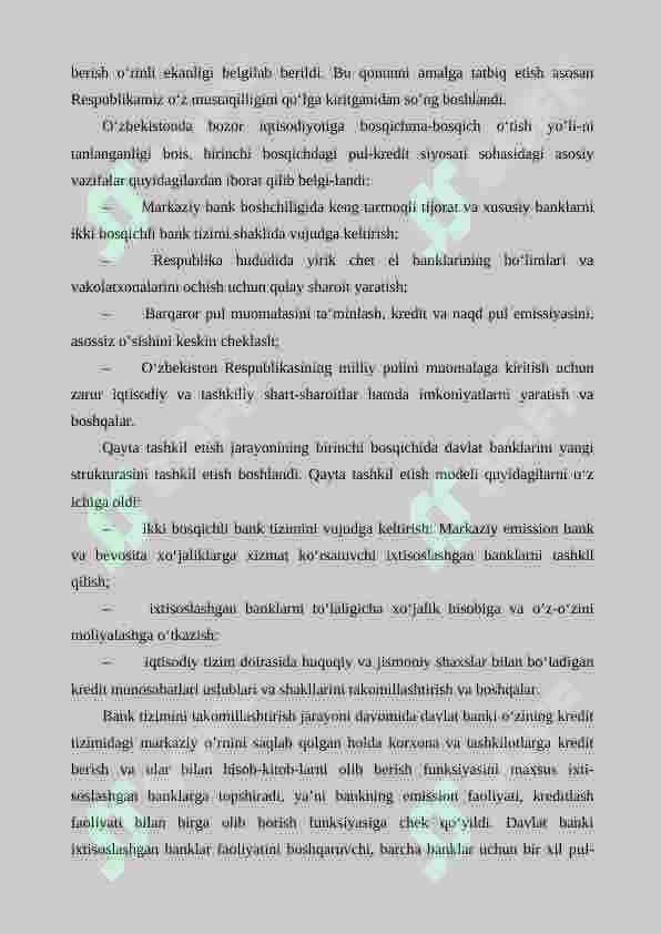 O'zbekiston Respublikasi bank tizimi va uning tarkibi 6