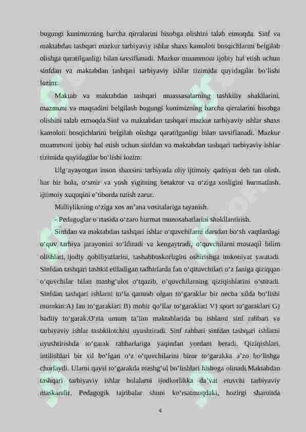 Boshlang‘ich sinfda matematikadan mustaqil ishlarni tashkil etishda og‘zaki topshiriqlardan foydalanish metodikasi  (1-sinf misolida) 4
