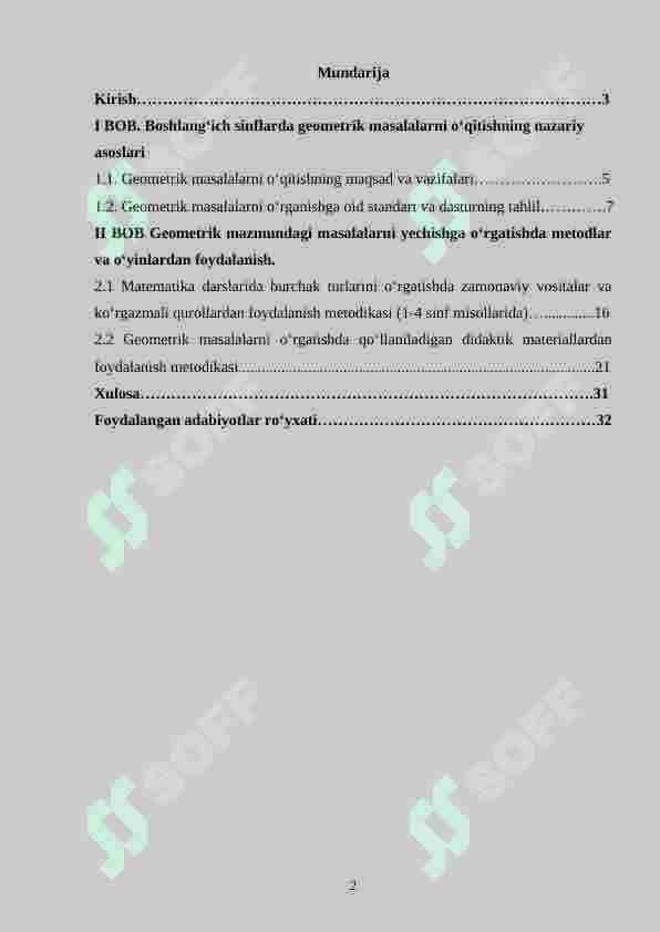 Geometrik mazmundagi masalalar va ularni o‘rgatish metodikasi (1-4 sinflar) 2