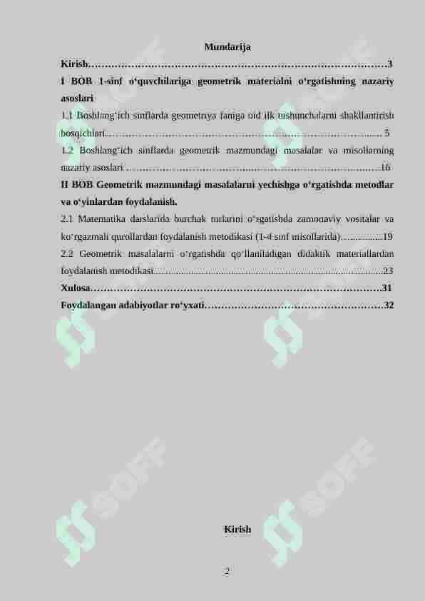 1-sinfda matematikadan geometrik materialni o‘rgatish metodikasi 2