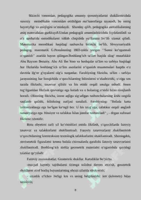 1-sinfda matematikadan geometrik materialni o‘rgatish metodikasi 8