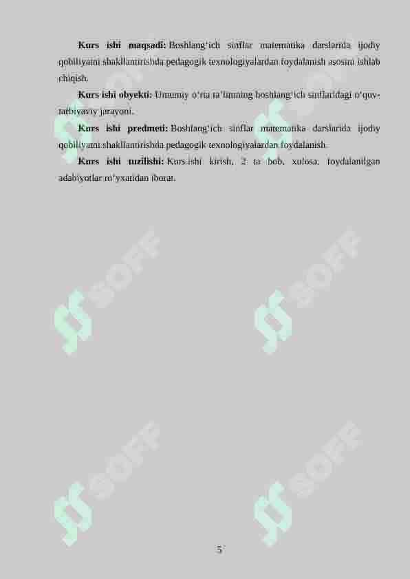 Boshlang‘ich sinflarda matematikadan masala yechimini tekshirish asosida o‘quvchilarni ijodiy ishlashga o‘rgatish metodikasi 5