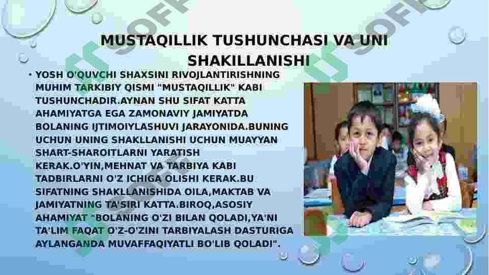 O’quvchilarda mustaqillikni shakllantirish tarbiya jarayoni samarodorligi omili sifatida 2