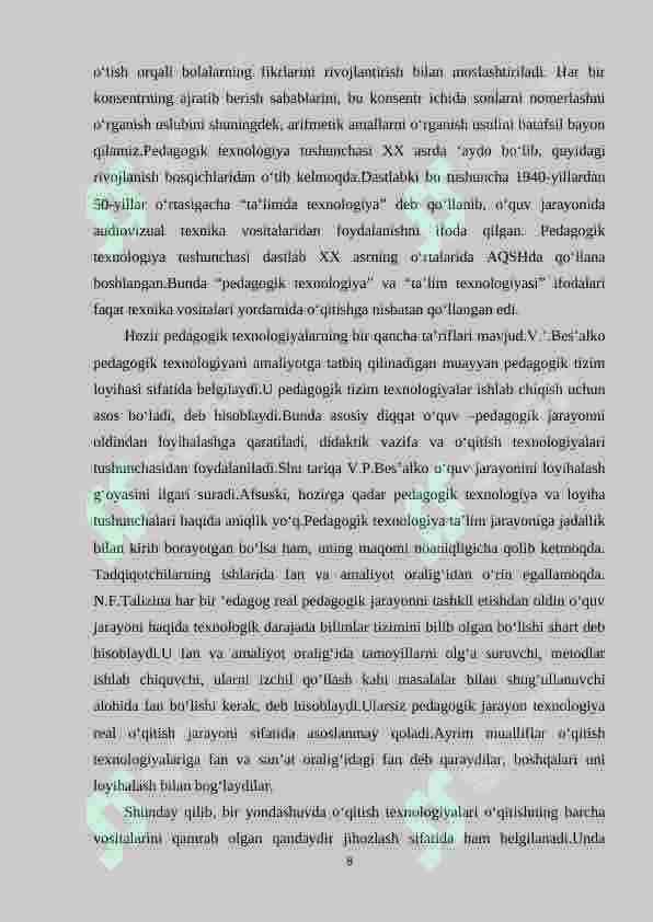 Boshlang‘ich sinf o‘quvchilariga algebraik materiallarni o‘rgatish metodikasi 8