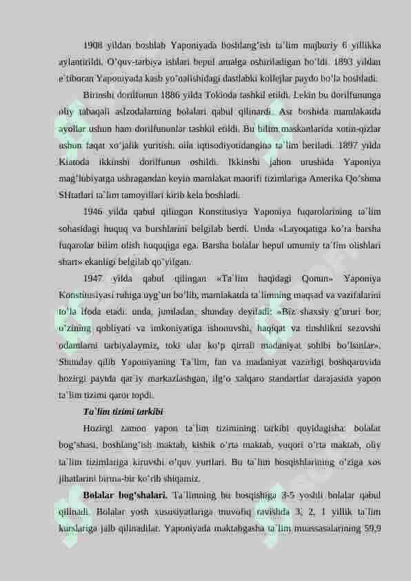Yaponiyaning ta'lim tizimi va boshqa davlatlardan farqi 3