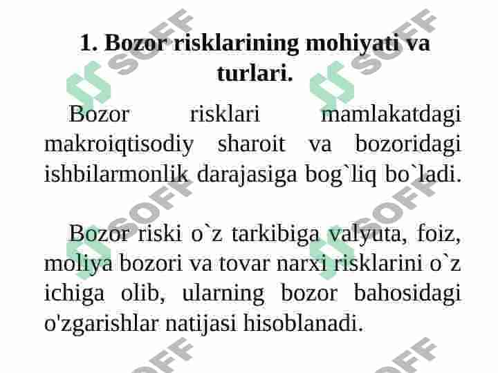 Bozor risklari haqida tushuncha 3