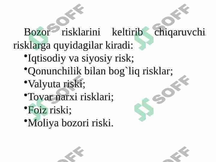 Bozor risklari haqida tushuncha 4