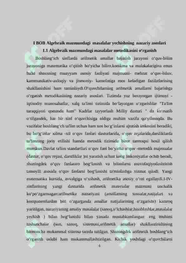 2-sinf o‘quvchilariga algebraik mazmundagi masalalarni yechishga o‘rganish metodikasi. 6