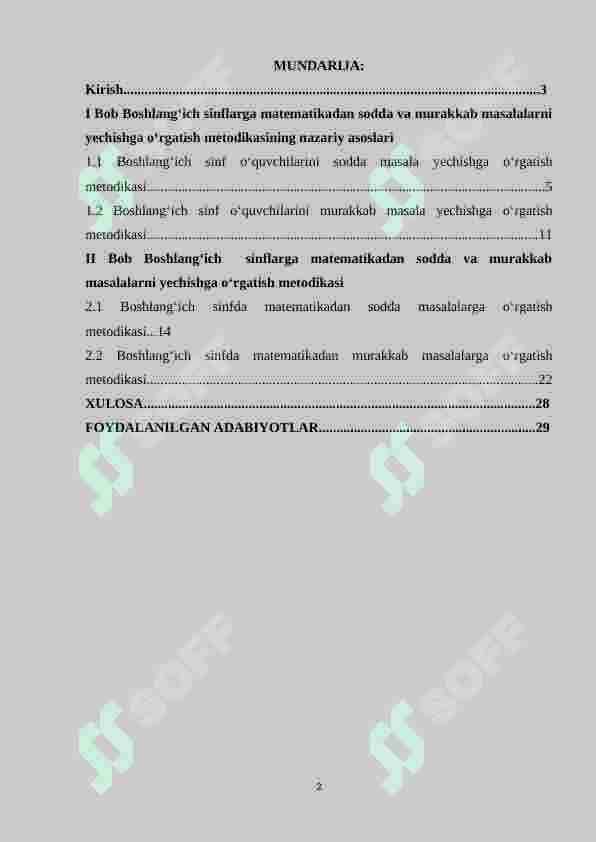 Boshlang‘ich sinflarda matematikadan sodda masalalar va ularni yechishga o‘rgatish metodikasi 2