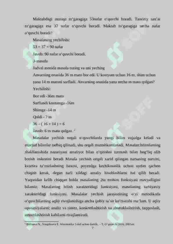 Boshlang‘ich sinflarda matematikadan sodda masalalar va ularni yechishga o‘rgatish metodikasi 7