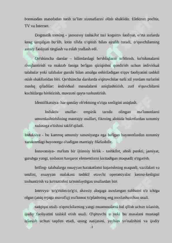 Pedagogik sohada qo’llaniladigan umumiy terminlar ro’yxatini tuzish 3