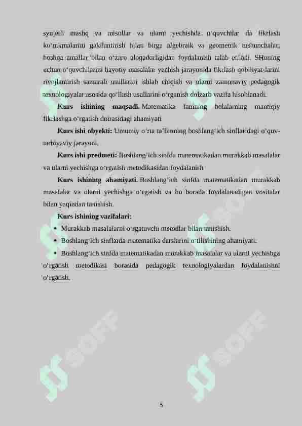 Boshlang‘ich sinflarda matematikadan murakkab masalalar va ularni o‘rganish metodikasi 5