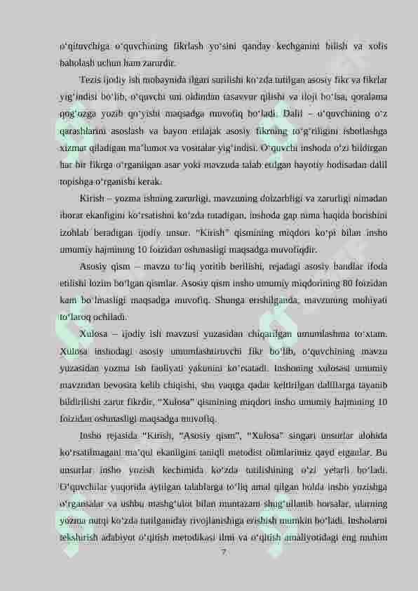 Boshlang‘ich sinf o‘quvchilarini insho yozishga o‘rgatish(3-4sinflar) 7