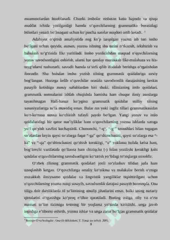 Boshlang‘ich sinf o‘quvchilarini insho yozishga o‘rgatish(3-4sinflar) 8