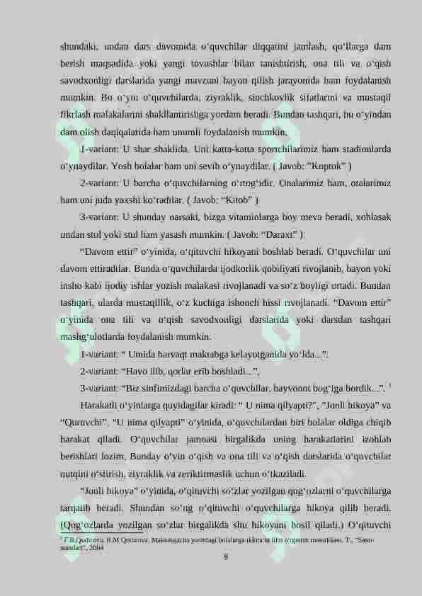 2-sinf o‘quvchilariga og‘zaki va yozma nutq haqida tushuncha berish metodikasi 8