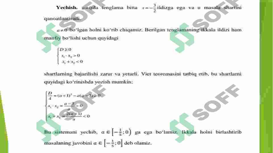 Parametr qatnashgan tenglama va tengsizliklar 2