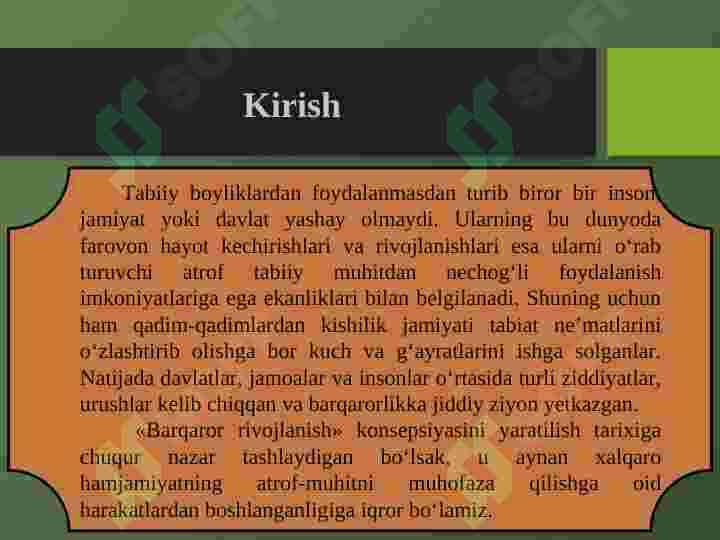 Barqaror rivojlanish konsepsiyasi tushunchasi 2