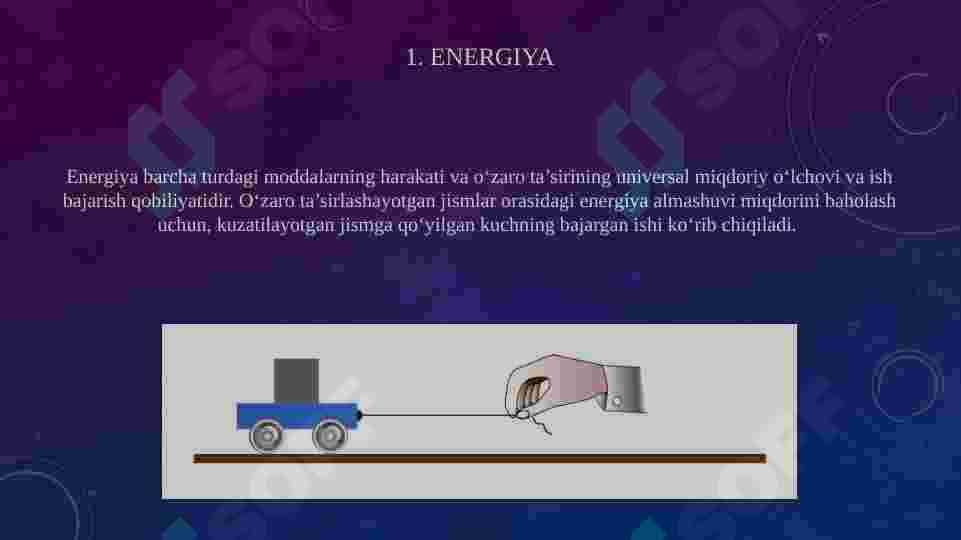 Energiya. Mexanik ish. Energiyaning saqlanish qonuni. quvvat 4