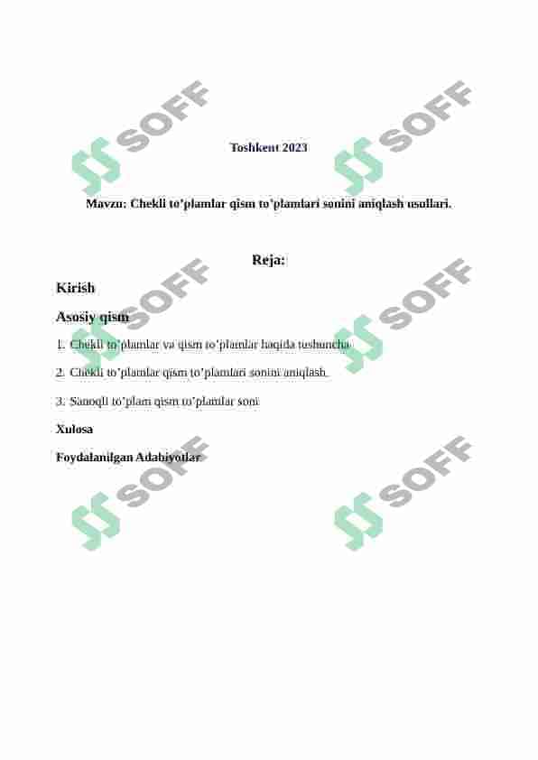Chekli to‘plamlar qism to‘plamlari sonini aniqlash usullari 2