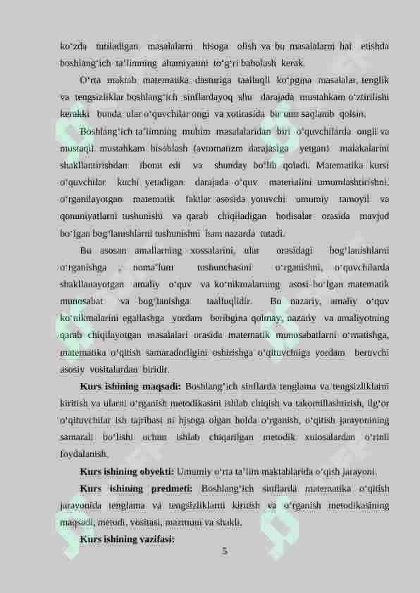 Boshlang‘ich sinflarda matematikadan tenglama va tengsizliklarni o‘rgatish metodikasi 5