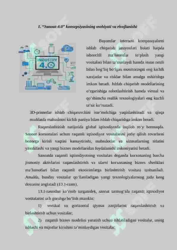 SANOATDA RAQAMLI TEXNOLOGIYALARDAN SAMARALI FOYDALANISH. “SANOAT-4.0” KONSEPSIYASI 2