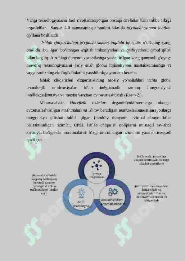 SANOATDA RAQAMLI TEXNOLOGIYALARDAN SAMARALI FOYDALANISH. “SANOAT-4.0” KONSEPSIYASI 6