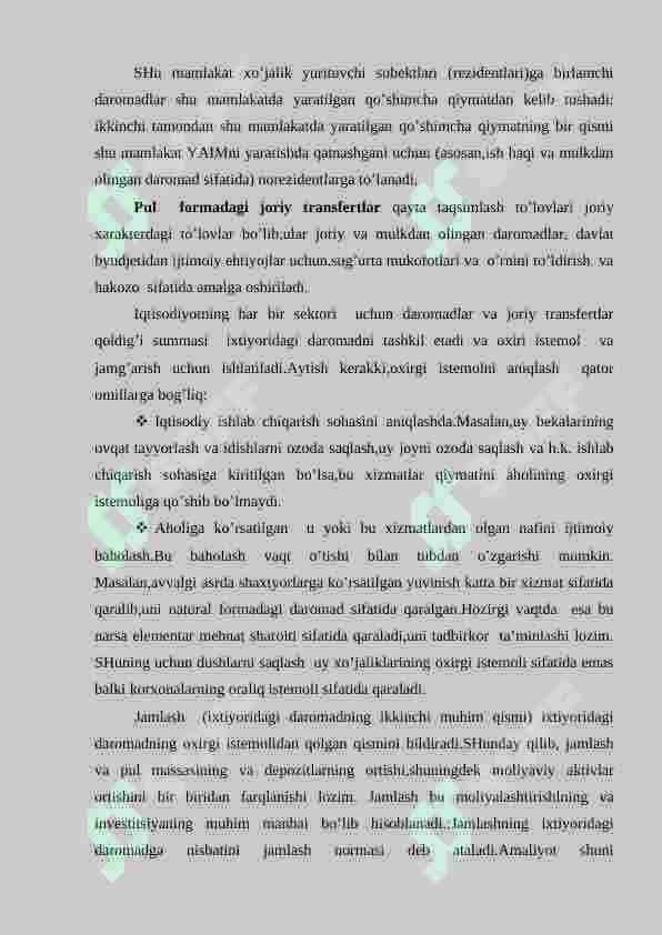 MILLIY DAROMAD VA MILLIY HISOBLAR TIZIMIDAGI BOSHQA DAROMAD KO’RSATKICHLARI 6