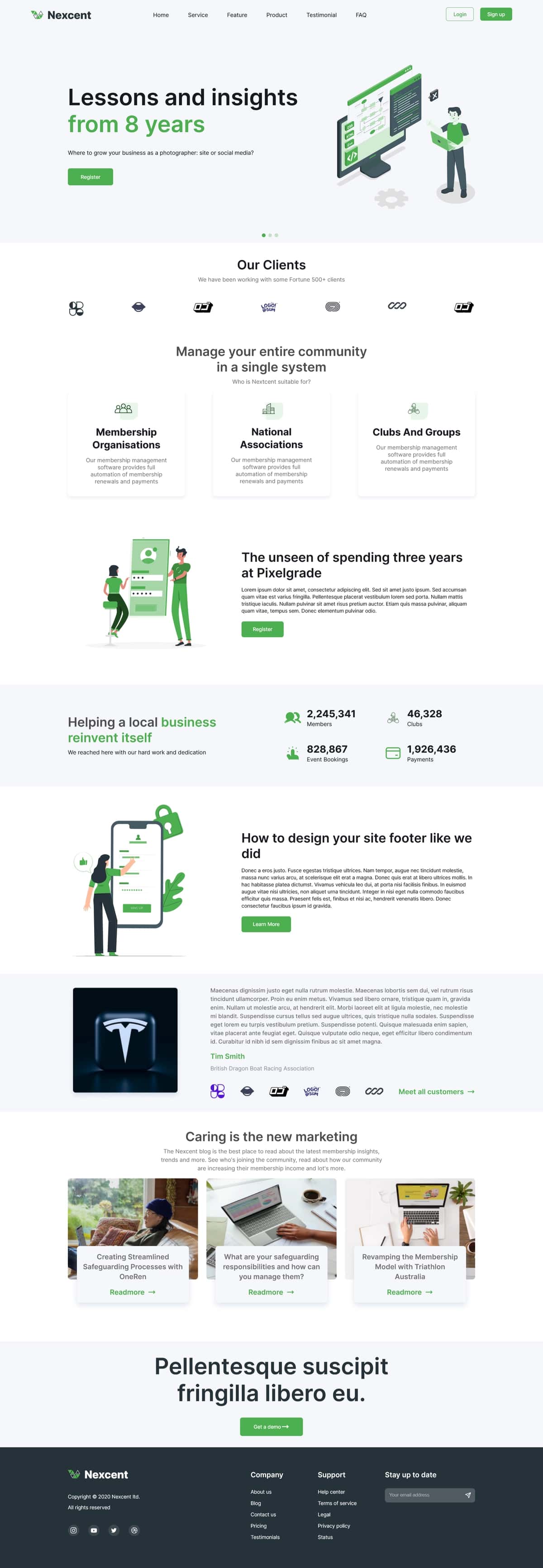 Nexcent. Landing page website template 1