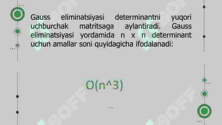 Determinatlarni hisoblash uchun bajariladigan amallar sonini hisoblash 8