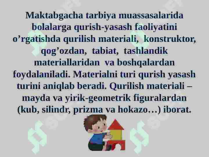 Maktabgacha ta'lim tashkilotlarida qurish yasash 7